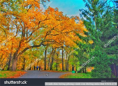 Tranh dán tường phong cảnh con đường mùa thu T321-270