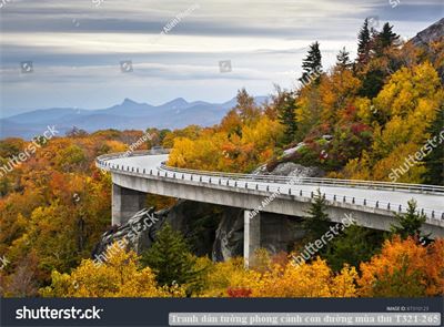 Tranh dán tường phong cảnh con đường mùa thu T321-265