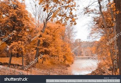 Tranh dán tường phong cảnh con đường mùa thu T321-202