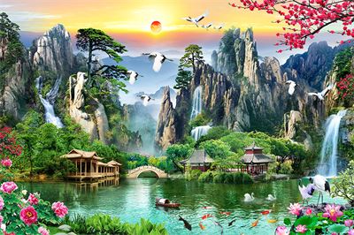 Tranh dán tường sơn thủy hữu tình