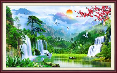 Tranh dán tường sơn thủy hữu tình