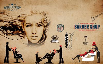 Tranh dán tường cho tiệm cắt tóc