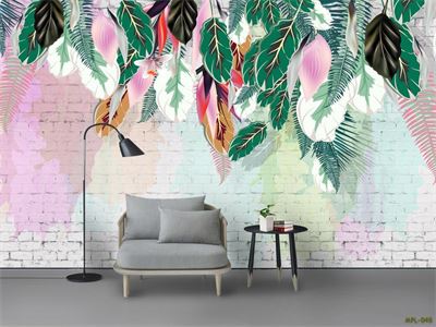 Tranh lá trên tường gạch cũ MPL-190