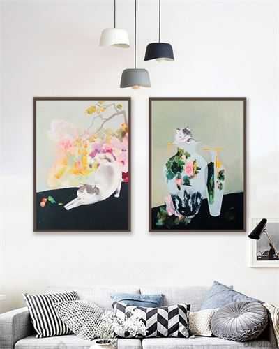 Con mèo và chậu hoa CHB-019kg