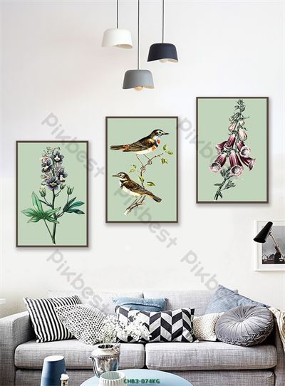 Hoa và chim - tranh vẽ CHB3-074KG