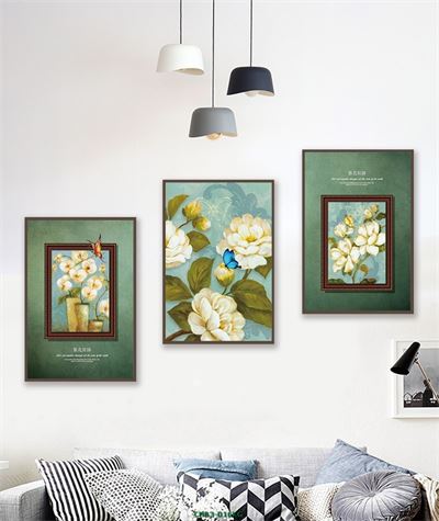 Hoa trắng trên nền xanh - retro CHB3-016KG