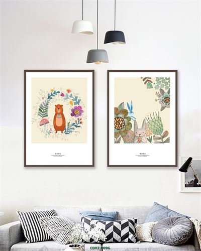 Gấu và thỏ - tranh vẽ dễ thương CDV2-009G