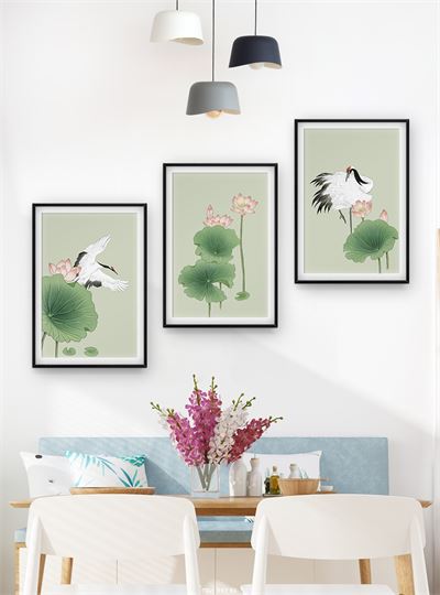 Hoa sen và chimm tranh vẽ CHL3-027-KG