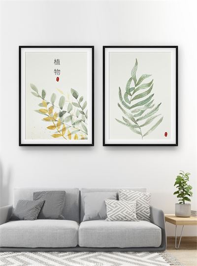 Lá nhiệt đới tranh vẽ CHL2-036-KG