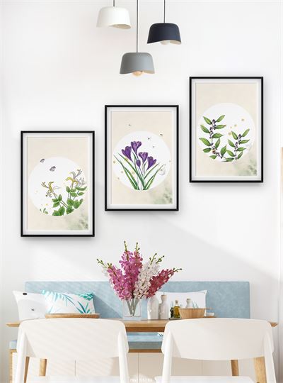 Hoa lá tranh vẽ CHL3-031-KG