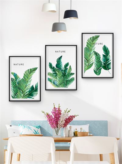 Lá chuối nhiệt đới tranh vẽ CHL3-006-KG