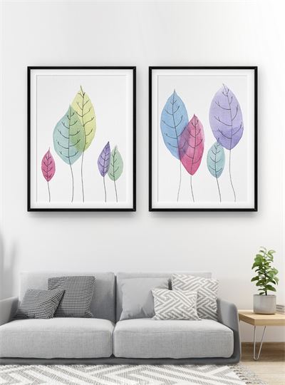 Lá nhiệt đới tranh vẽ CHL2-021-KG