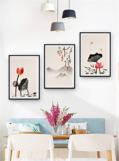 Hoa sen tranh vẽ CHL3-024-KG