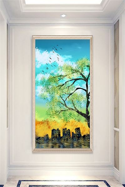 Tranh vẽ cây và thành phố CBT1-526KG