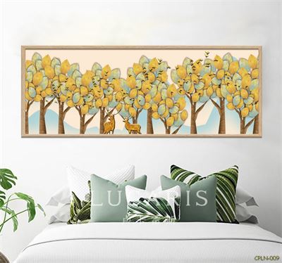 Tranh động vật với rừng cây lá vàng CPLN-009