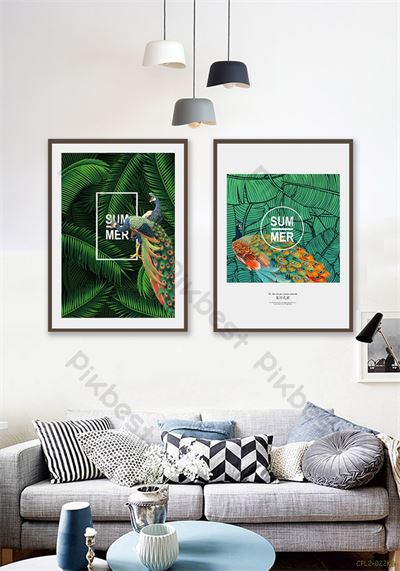 Tranh bộ chim công bên vườn cây CPL2-022KG