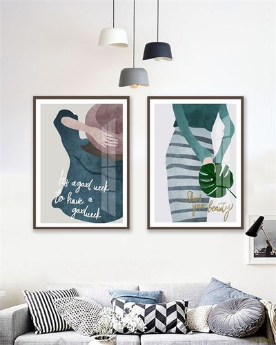 Tranh bộ lá cây và người đẹp CPL2-099KG