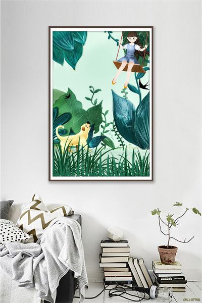 Tranh cô gái vui chơi trong vườn cây CPL1-077KG