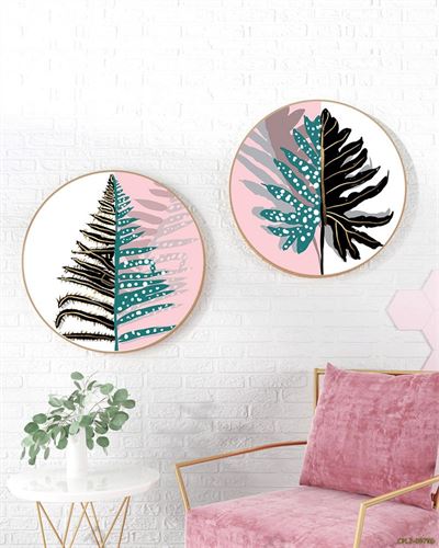 Tranh Bộ cặp lá xanh đen CPL2-097KG